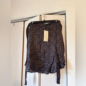 Women's Wrap Skirt - Navy & Rust Swirl Print